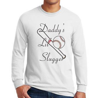 Daddy Lil Slugger Baseball Dad Fathers Day Men Long Sleeve Tshirt | Favorety AU