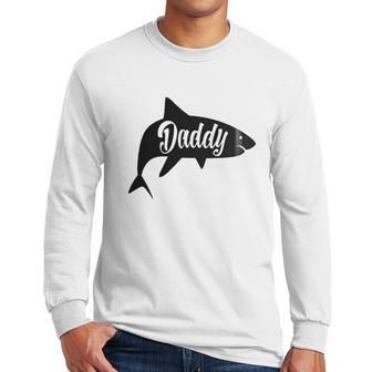 Daddy Shark In Black Dad Birthday Gifts Men Long Sleeve Tshirt | Favorety UK