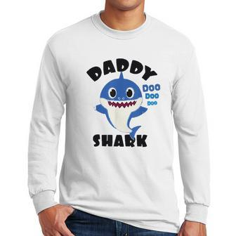Daddy Shark Gift For Dad Shark Baby Cute Men Long Sleeve Tshirt | Favorety