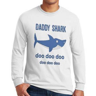 Daddy Shark Lovely Boy Dad Birthday Gifts Men Long Sleeve Tshirt | Favorety