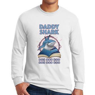 Daddy Shark Reading Book Men Long Sleeve Tshirt | Favorety