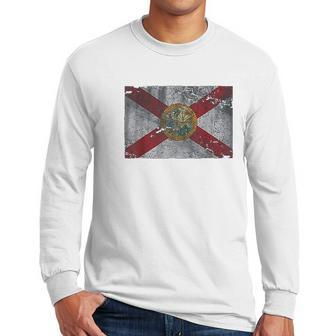 Florida Flag Vintage Fade Men Long Sleeve Tshirt | Favorety CA