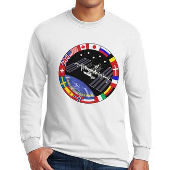 International Space Station T-Shirt Nasa Iss Flag Logo Men Long Sleeve Tshirt | Favorety