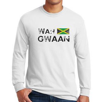 Jamaica Wah Gwaan Flag Jamaican Pride Fan Gift Men Long Sleeve Tshirt | Favorety DE