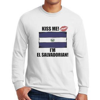 Kiss Me Im El Salvadorian Cute El Salvador Flag Men Long Sleeve Tshirt | Favorety UK