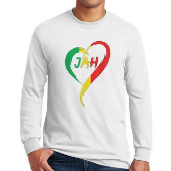 Love Jah Print Rasta Reggae Flag Heart Gift For Rastafarians Men Long Sleeve Tshirt | Favorety DE