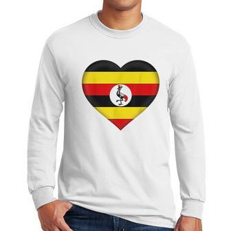 I Love Uganda Ugandan Flag Heart Men Long Sleeve Tshirt | Favorety AU