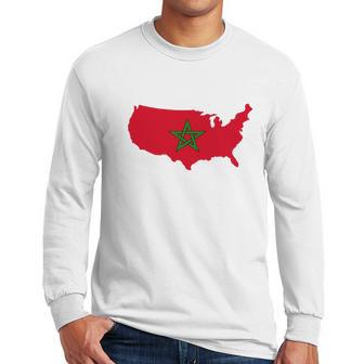 Moorish American T-Shirt America Amexem Moroccan Flag Tee Men Long Sleeve Tshirt | Favorety AU