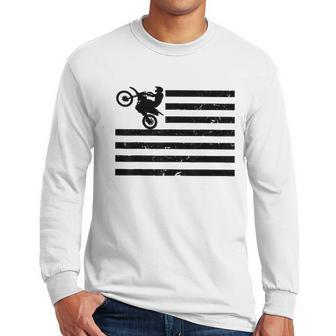 Motocross Braaap Vintage Usa American Flag Men Long Sleeve Tshirt | Favorety