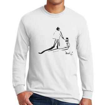 Salvador Dali Sketch Childhood With Father Riding A Bike 1971 Men Long Sleeve Tshirt | Favorety