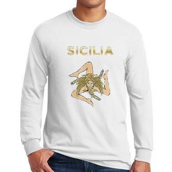 Sicilian Pride Sicilian Flag Trinacria Men Long Sleeve Tshirt | Favorety