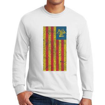 Sicilian Pride Sicilia Sicilian Flag Trinacria Faded Men Long Sleeve Tshirt | Favorety