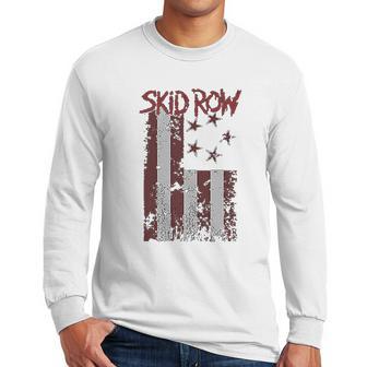 Skid Row Distressed Print Flag Men Long Sleeve Tshirt | Favorety AU