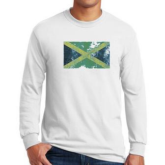 Trunk Candy Distressed Jamaica Flag Modern Fit Men Long Sleeve Tshirt | Favorety UK