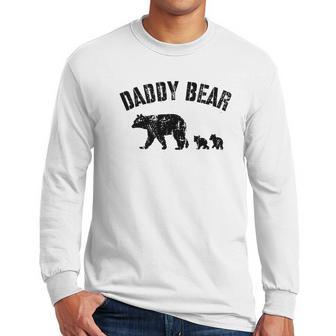 Vintage Daddy Bear With 2 Two Cubs Dad Father Papa T-Shirt Men Long Sleeve Tshirt | Favorety UK