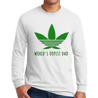 Weed Worlds Dopest Dad Funny Men Long Sleeve Tshirt | Favorety