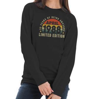 33 Years Old 33Rd Birthday Men Women Decorations April 1988 Ver2 Women Long Sleeve Tshirt | Favorety