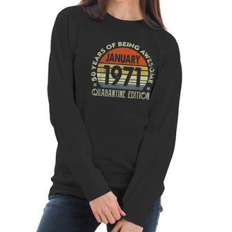 50Th Birthday Gift 50 Years Old Retro Vintage January 1971 Women Long Sleeve Tshirt | Favorety