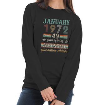 50Th Birthday Gift 50 Years Old Retro Vintage January 1972 Women Long Sleeve Tshirt | Favorety