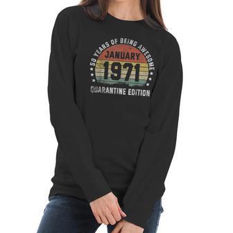 50Th January 1971 Vintage Birthday Gift Women Long Sleeve Tshirt | Favorety