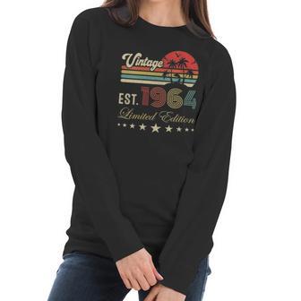 Womens 58Th Birthday Born 1964 Vintage Limited Edition 58 Birthday V-Neck Women Long Sleeve Tshirt | Favorety DE