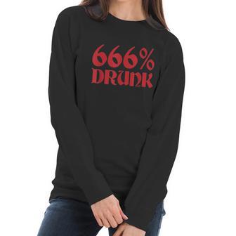 666 Percent Drunk Satanism Death Women Long Sleeve Tshirt | Favorety CA