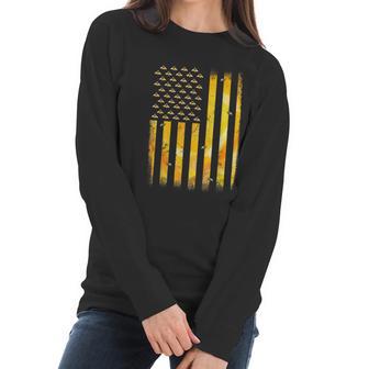 American Flag Honey Bee Honeycomb Beekeeper Beekeeping Women Long Sleeve Tshirt | Favorety CA