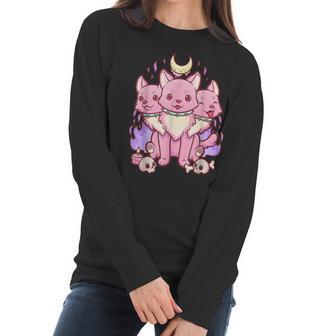 Anime Kawaii Pastel Goth Cute Creepy 3 Headed Dog Men Women T-Shirt Graphic Print Casual Unisex Tee Women Long Sleeve Tshirt | Favorety UK