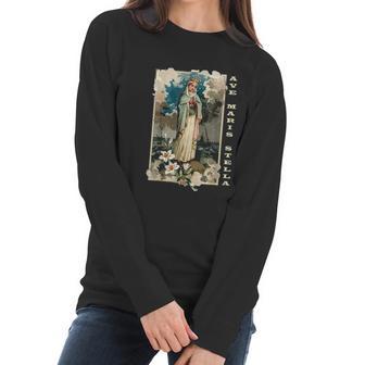 Ave Maris Stella Lady Blessed Mother Mary Latin Women Long Sleeve Tshirt | Favorety DE