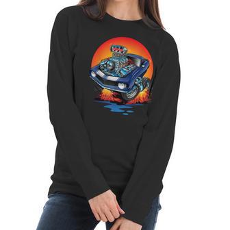 Awesome Classic Sixties Muscle Car Funny Hot Rod Cartoon Women Long Sleeve Tshirt | Favorety CA