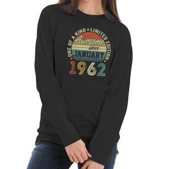 Awesome Since January 1962 60 Years Old 60Th Birthday Gifts Women Long Sleeve Tshirt | Favorety UK