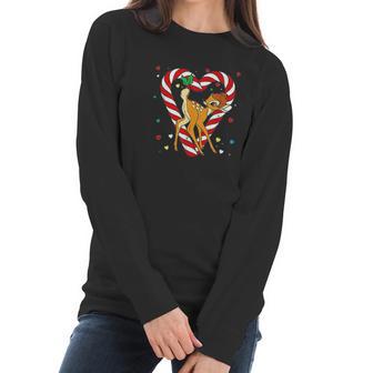 Bambi Candy Cane Christmas Women Long Sleeve Tshirt | Favorety DE