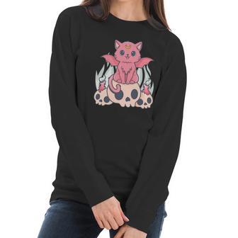 Bat Cat Kawaii Pastel Goth Cute Skulls Gift Cat Lover Men Women T-Shirt Graphic Print Casual Unisex Tee Women Long Sleeve Tshirt | Favorety