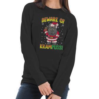 Beware Of Krampuss Cat Krampus Christmas Krampus Women Long Sleeve Tshirt | Favorety AU