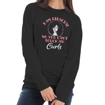 Womens I Am Biracial Funny Curls Mixed Race Girl Multiracial Ethnic V-Neck Women Long Sleeve Tshirt | Favorety AU