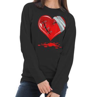 Black Broken Heart Men Women Pastel Goth Valentine Women Long Sleeve Tshirt | Favorety CA