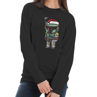 Boba Fett Santa Hat Cartoon Christmas Women Long Sleeve Tshirt | Favorety