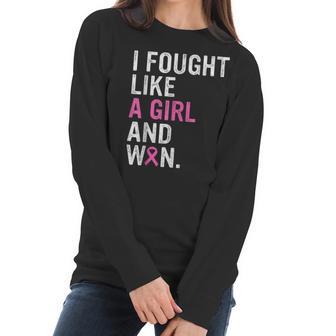 Breast Cancer Awareness I Fought Like A Girl And Won Women V4 Men Women T-Shirt Graphic Print Casual Unisex Tee Women Long Sleeve Tshirt | Favorety AU