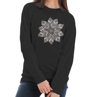 Brown & White Mandala Flower Yoga Sacred Mantra Geometry Women Long Sleeve Tshirt | Favorety AU