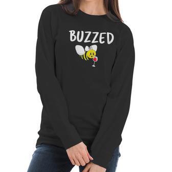 Buzzed Funny Bumblebee And Wine Beekeeping Beekeeper Women Long Sleeve Tshirt | Favorety AU