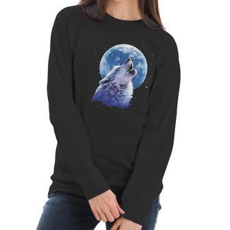 Call Of The Wild Howling The Full Moon Alpha Wolf Women Long Sleeve Tshirt | Favorety