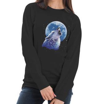 Call Of The Wild Lone Wolf Howling At The Moon Wildlife Women Long Sleeve Tshirt | Favorety AU