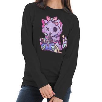 Cat Ramen Bowl Pastel Goth Nu Goth Anime Otaku Japanese V2 Men Women T-Shirt Graphic Print Casual Unisex Tee Women Long Sleeve Tshirt | Favorety CA