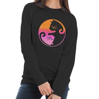 Cat Yin Yang Shirt Cat Ying Yang Shirt Cat Mama Cat Dad Women Long Sleeve Tshirt | Favorety AU