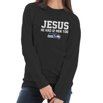 Check Out This Awesome Jesus He Had 12 Men Too Seattle Seahawks Canvas Usa - Copy 2 Women Long Sleeve Tshirt | Favorety UK