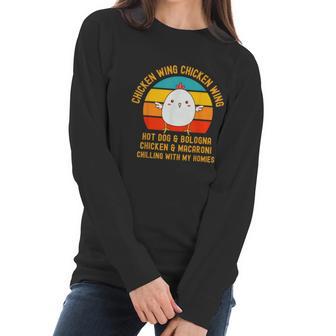 Chicken Wing Chicken Wing Song Lyric Hot Dog Bologna Retro Vintage Women Long Sleeve Tshirt | Favorety CA