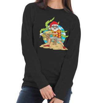 Christmas In July Santa Beach Frisbee Beer Gift Women Long Sleeve Tshirt | Favorety AU