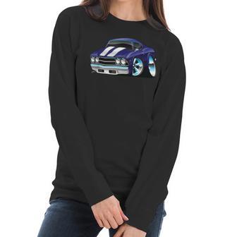 Classic Sixties Muscle Car Funny Hot Rod Cartoon Women Long Sleeve Tshirt | Favorety UK