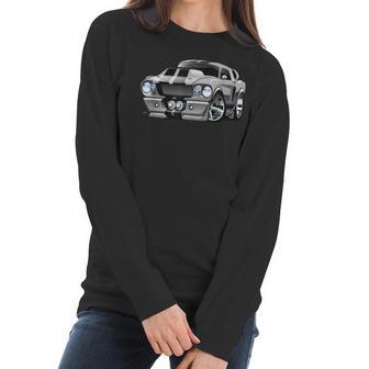 Classic Sixties Muscle Car Hot Rod Cartoon Illustration Women Long Sleeve Tshirt | Favorety