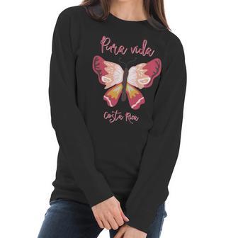 Costa Rica Butterfly Pura Vida Souvenir Women Long Sleeve Tshirt | Favorety CA